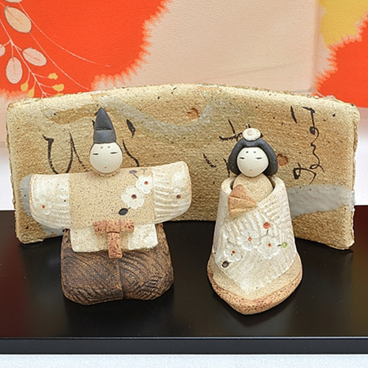 楽天市場】雛人形 陶人形 桂 滝上真由美 黒台・屏風付き 陶人形作家