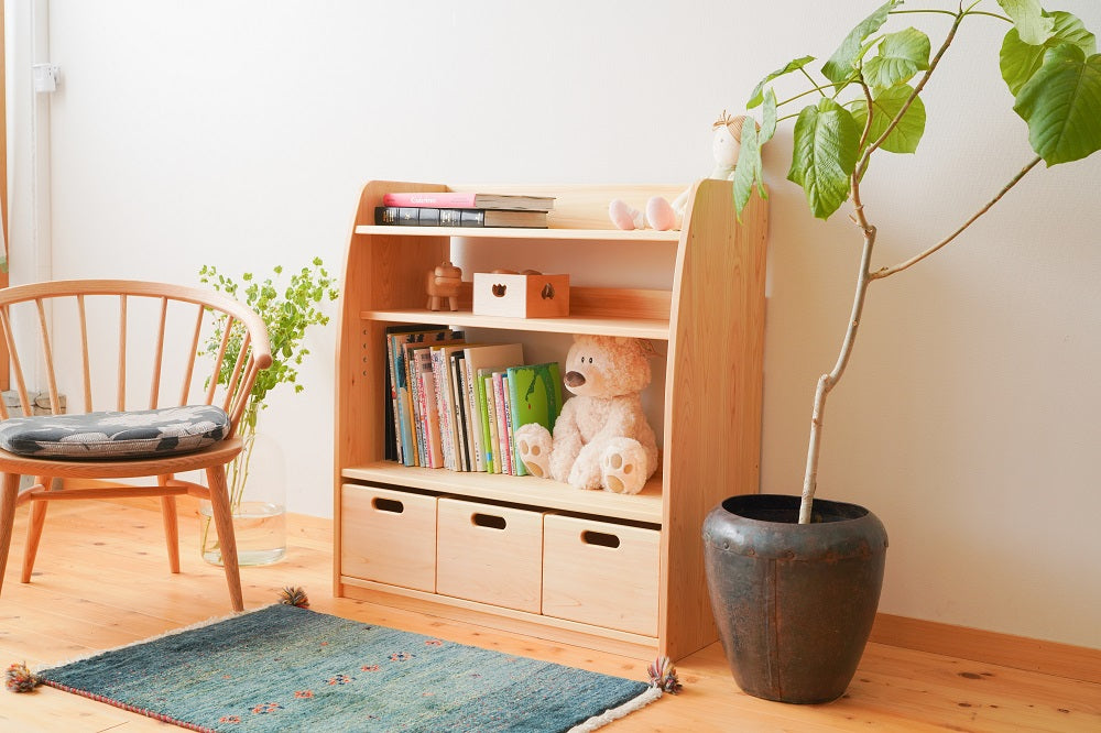 楽天市場】可動式の棚 おもちゃ箱3個付き なかよしライブラリー