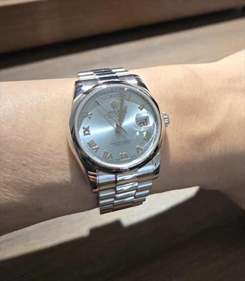 118206 ROLEX（ロレックス） デイデイト アイスブルー/バー 中古