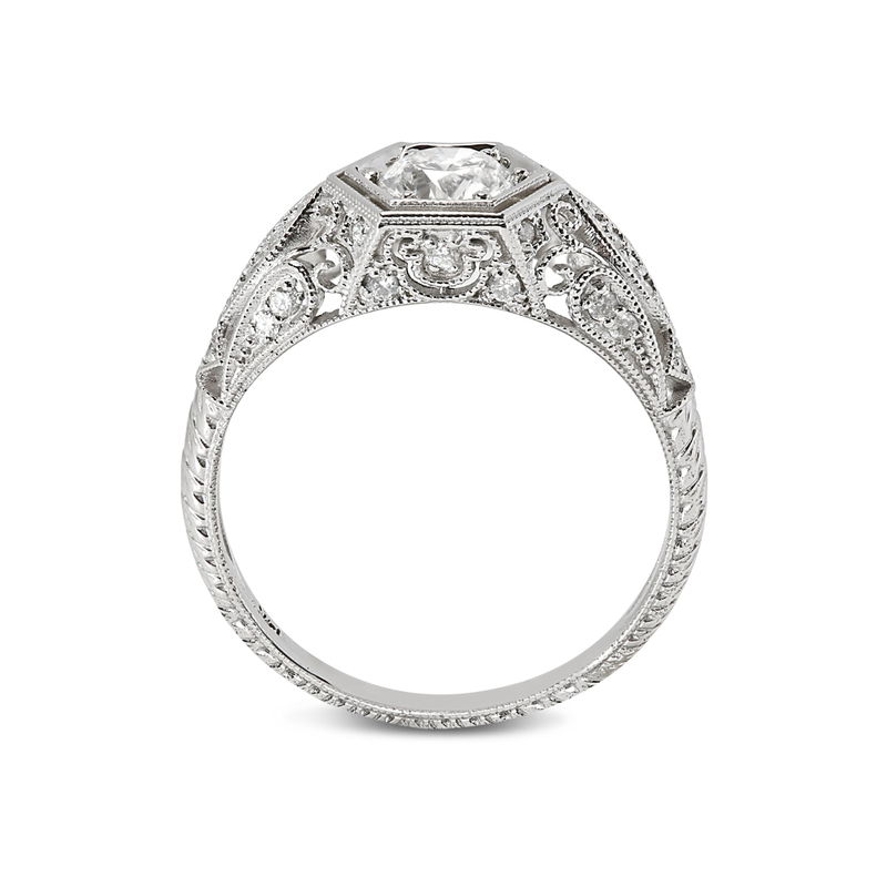 Victorian Style Round Diamond Engagement Ring | Reve Diamonds