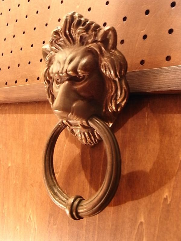 イタリア製真鍮ライオンドアノッカー、ライオンハンドル、動物ドア