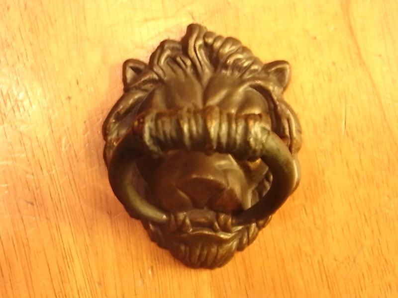 イタリア製真鍮ライオンドアノッカー、ドアノック、ドア飾り、ドア装飾