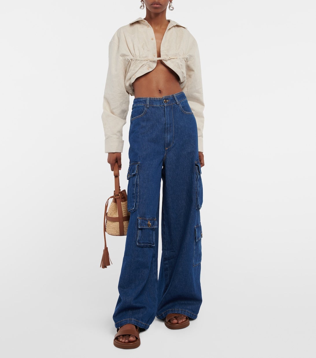 The Frankie Shop + Hailey High-Rise Denim Cargo Pants