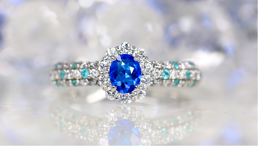 アウイナイト 0.18ct パライバトルマリン ダイヤモンド プラチナ