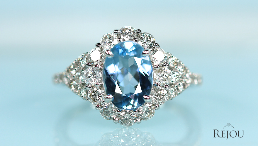 マーフィーブラジル産 天然アクアマ8.1CTホワイトサファイア925指輪