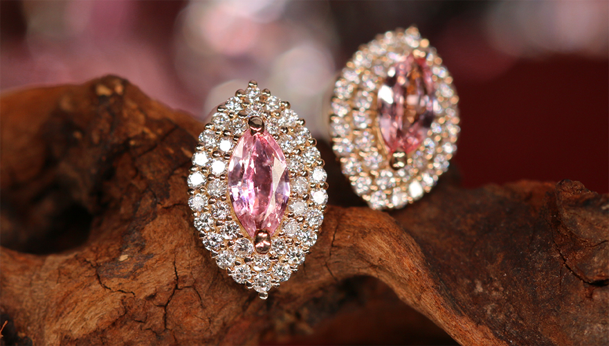 パパラチアサファイア 1.3ct ダイヤモンド 0.7ct ピンクゴールド