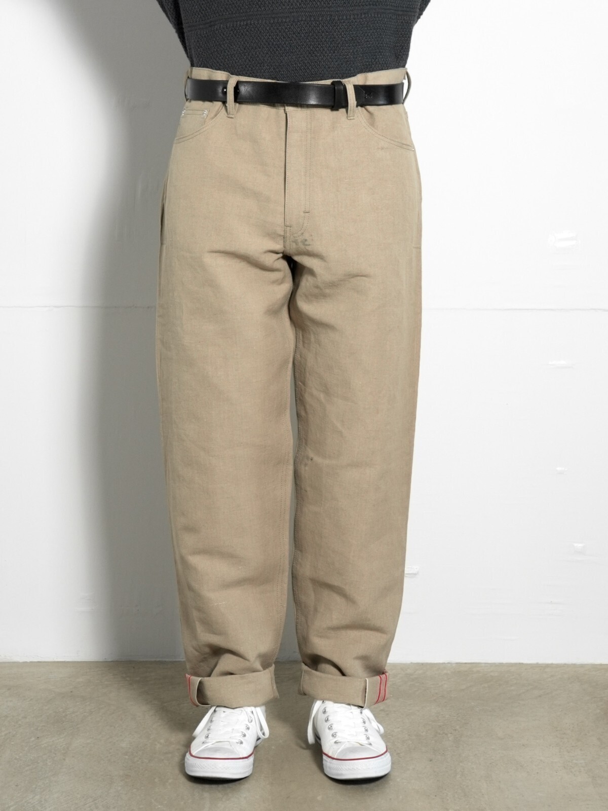 リワークワイドリネンパンツ -アンティークセルビッジリネン- - セブン