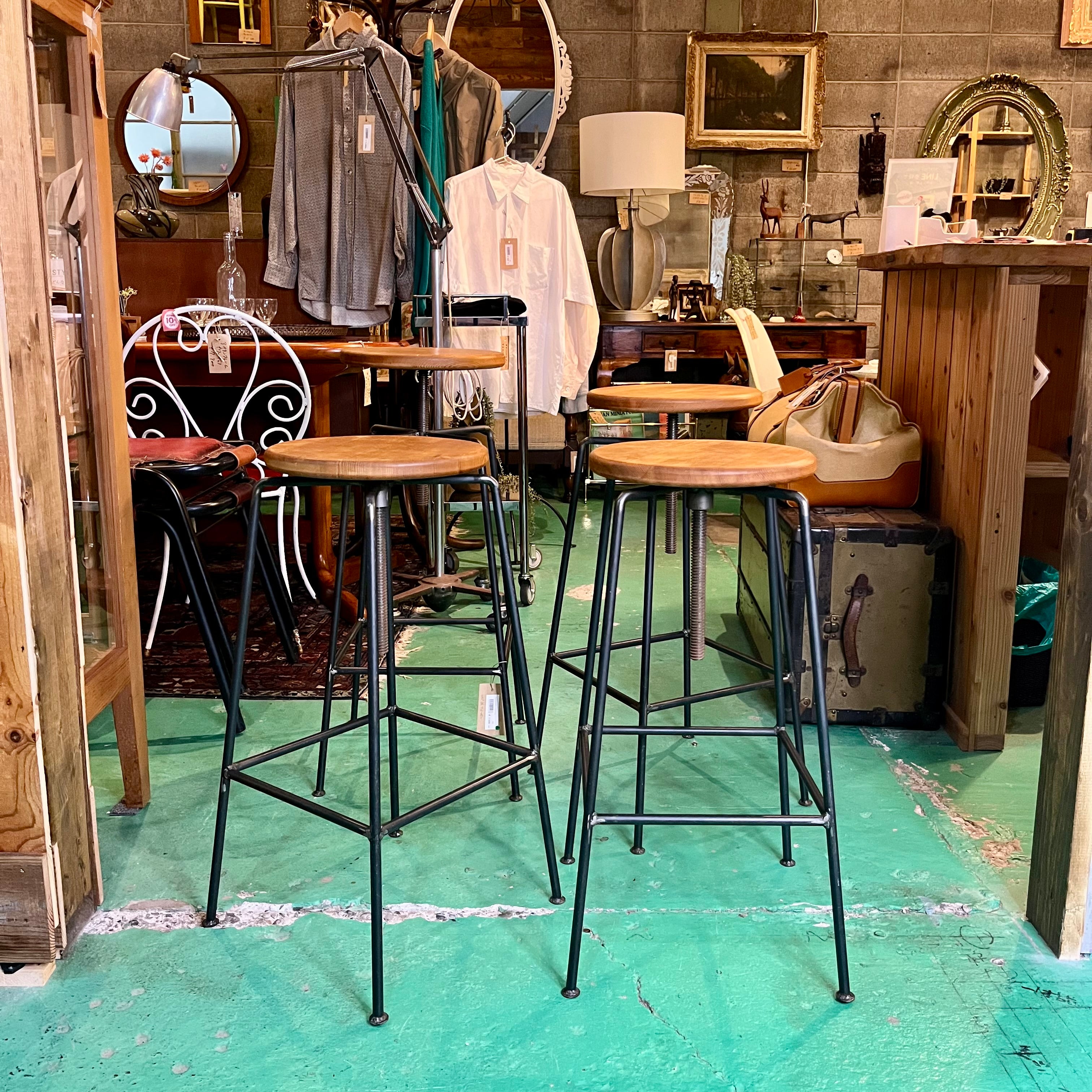 ウッド＆アイアン バースツール ハイスツール カウンターチェア 中古