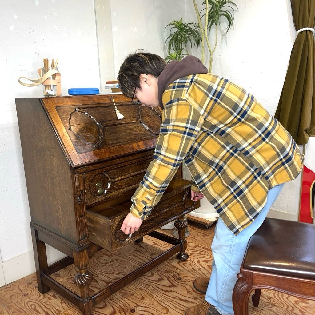 アンティーク ライティングビューロー キャビネット チェスト デスク