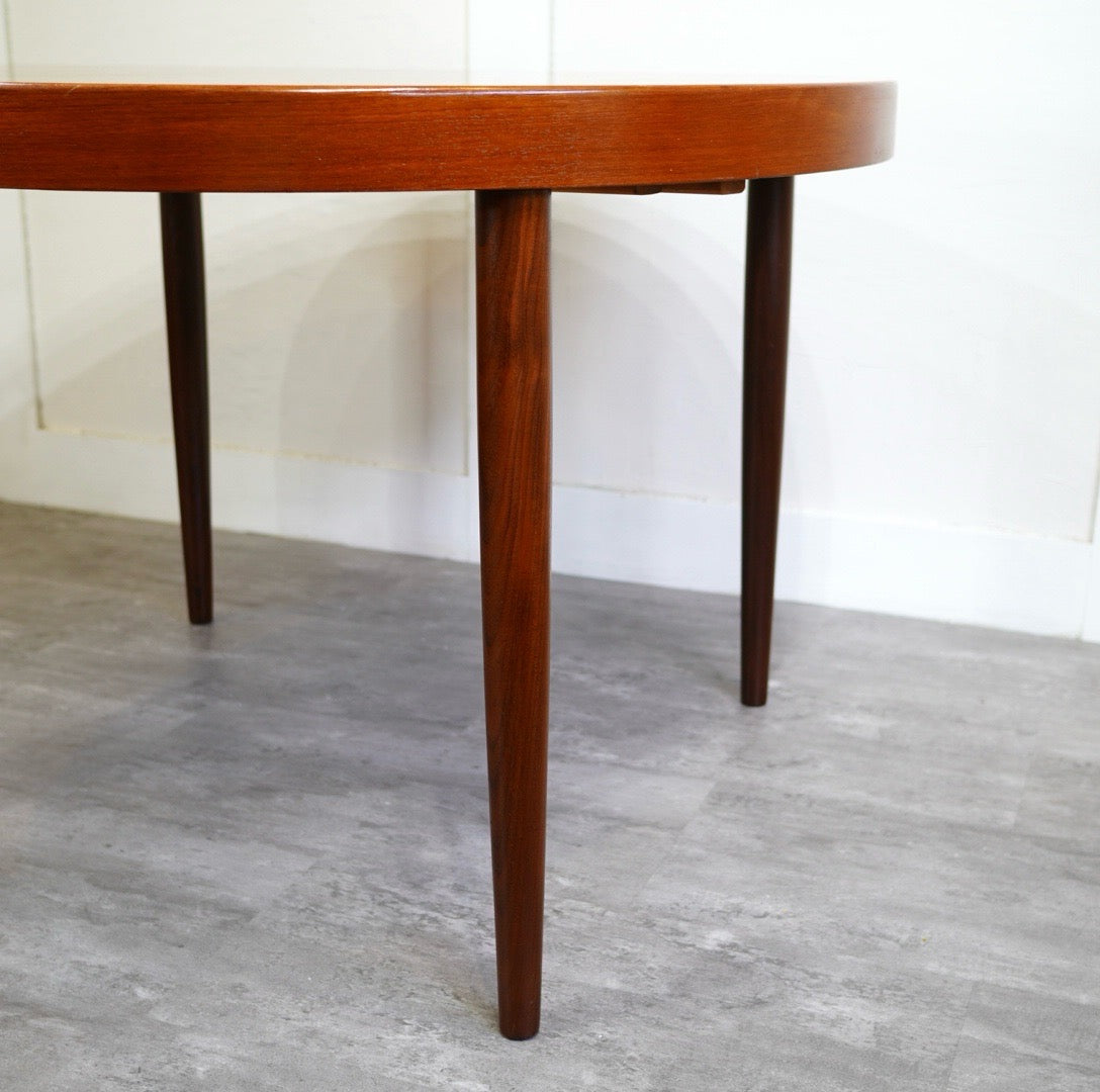 北欧ヴィンテージ エクステンションラウンドテーブル チーク材