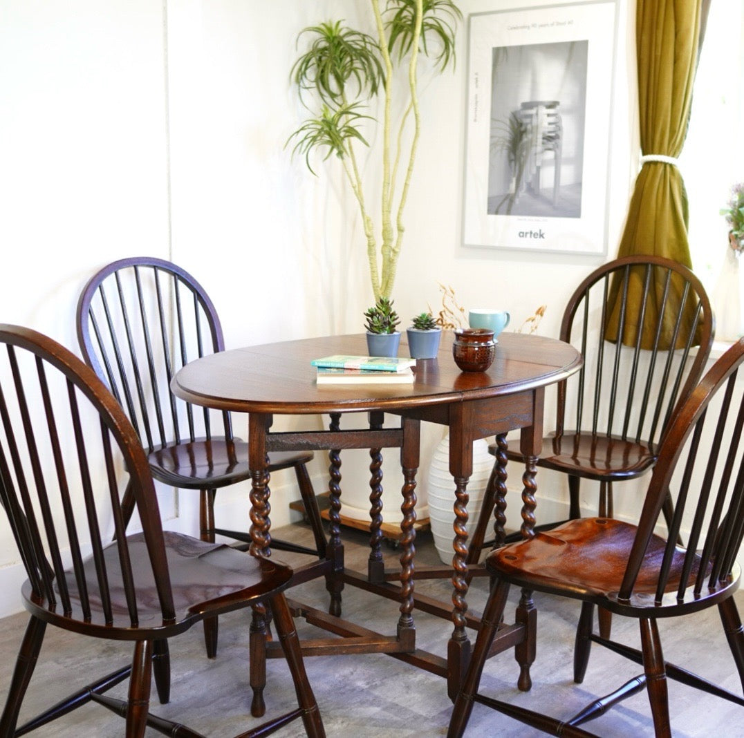 ツイストレッグ バタフライテーブル 英国アンティーク 中古 机 伸長式