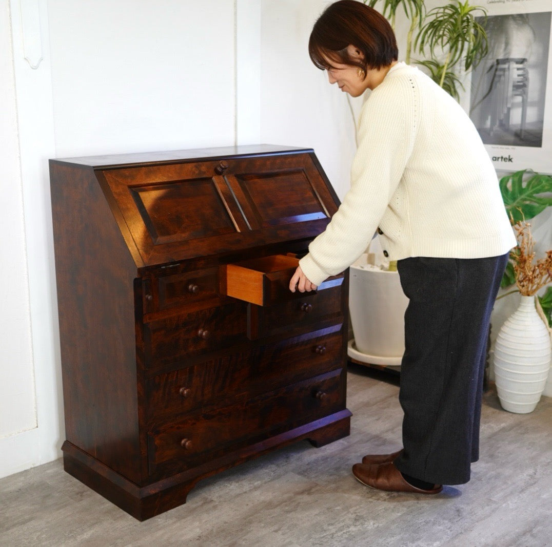 松本民芸家具 T型ライティングビューロー 文机 中古 本棚 古民家