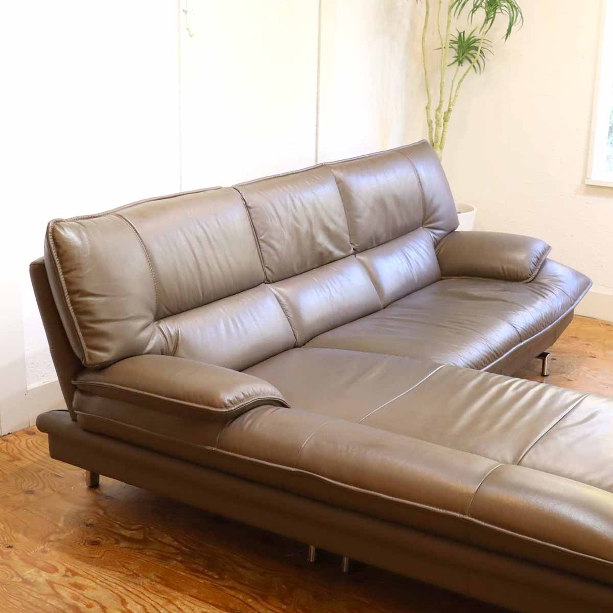 ロレンツォ / LORENZO カウチソファ 3シーター ローソファ 本革