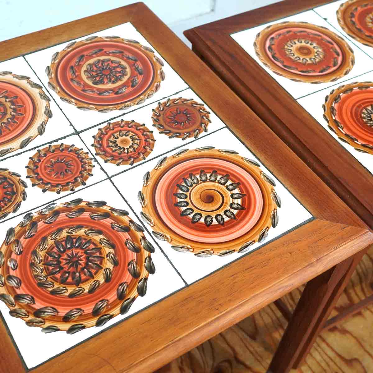 タイルトップ ネストテーブル チーク材 タイル デンマーク