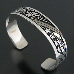 ホピ族 Sparky Masawytewa オリオン オーバーレイ バングル 【送料無料】