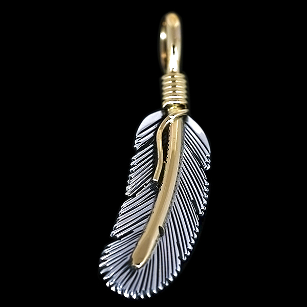 再入荷】ナバホ族 Harvey Mace 12KGF イーグルフェザー ペンダント XS