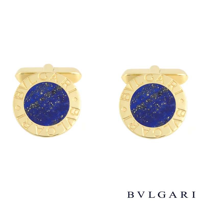 Bvlgari Bvlgari 18k Yellow Gold Blue Lapis Lazuli Cufflinks | Rich