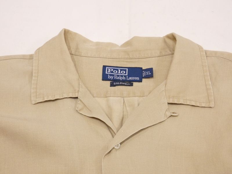 90s Polo Ralph Lauren CALDWELL LINEN SILK OPEN COLLAR S/S SHIRT