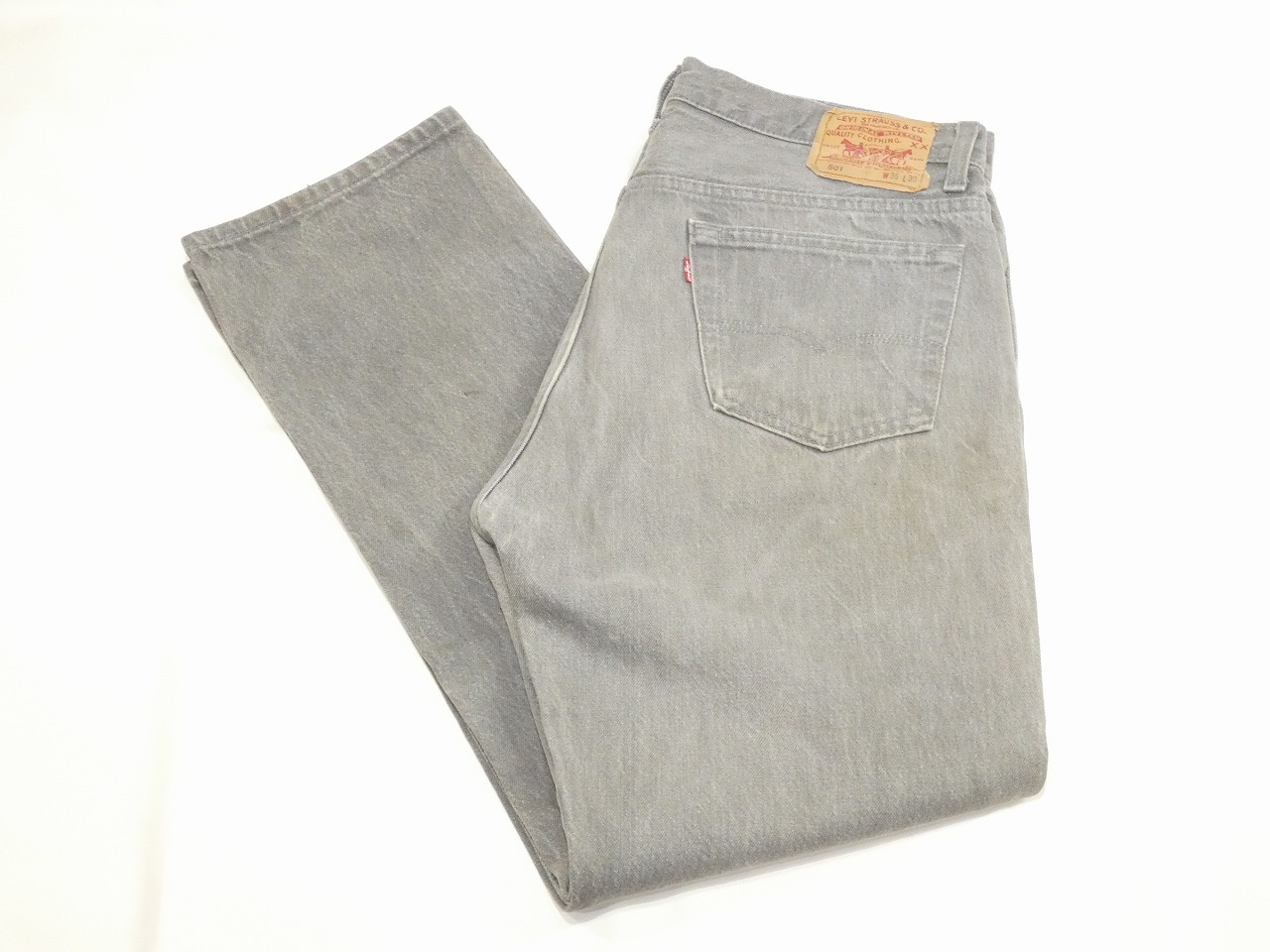 80s Levi's 501-0636 YARN DYED GRAY DENIM PANTS MADE IN USA - RICUR