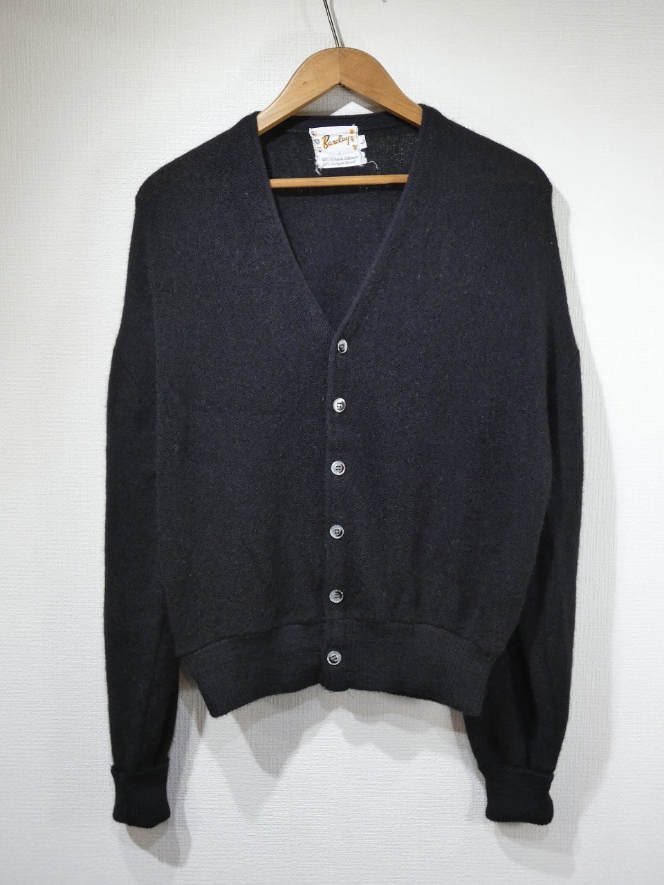 60s Barclay BLACK ALPACA WOOL CARDIGAN - RICUR