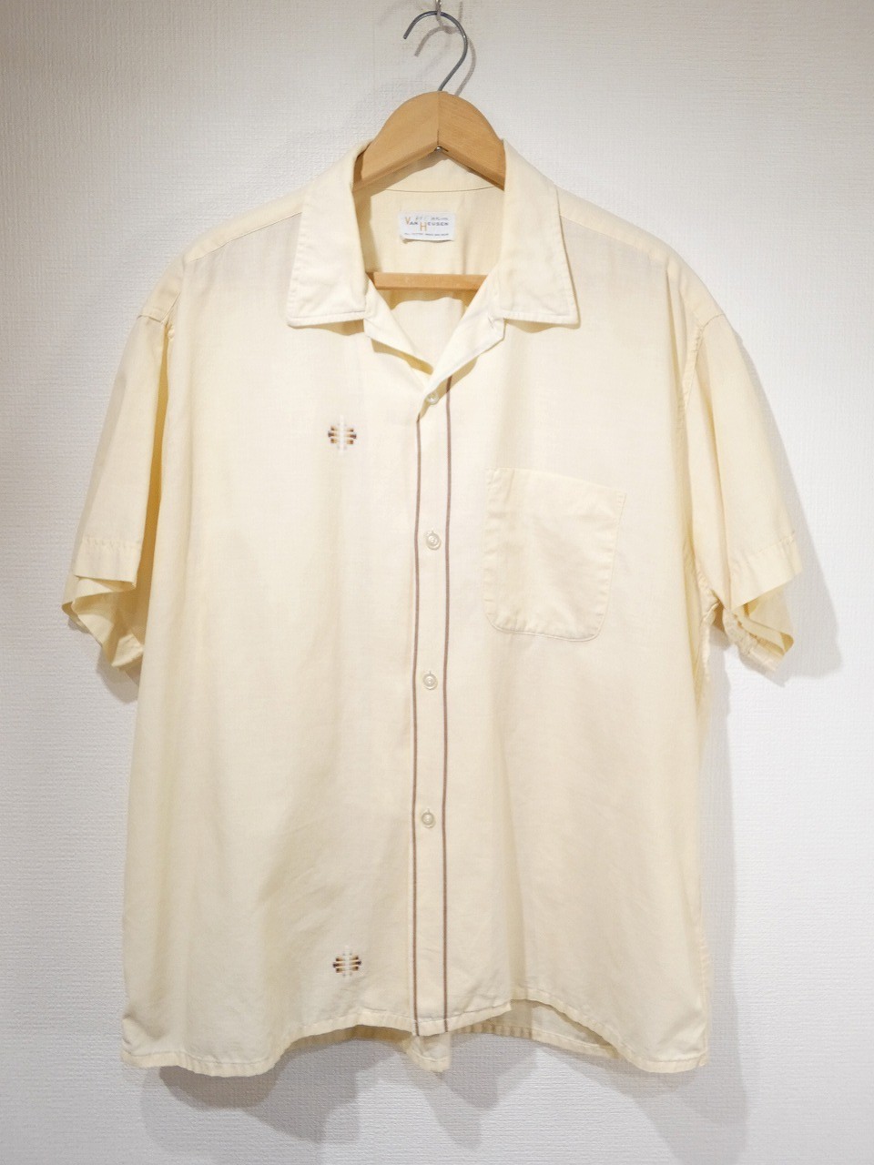 60s VAN HEUSEN COTTON OPEN COLLAR S/S SHIRT - RICUR