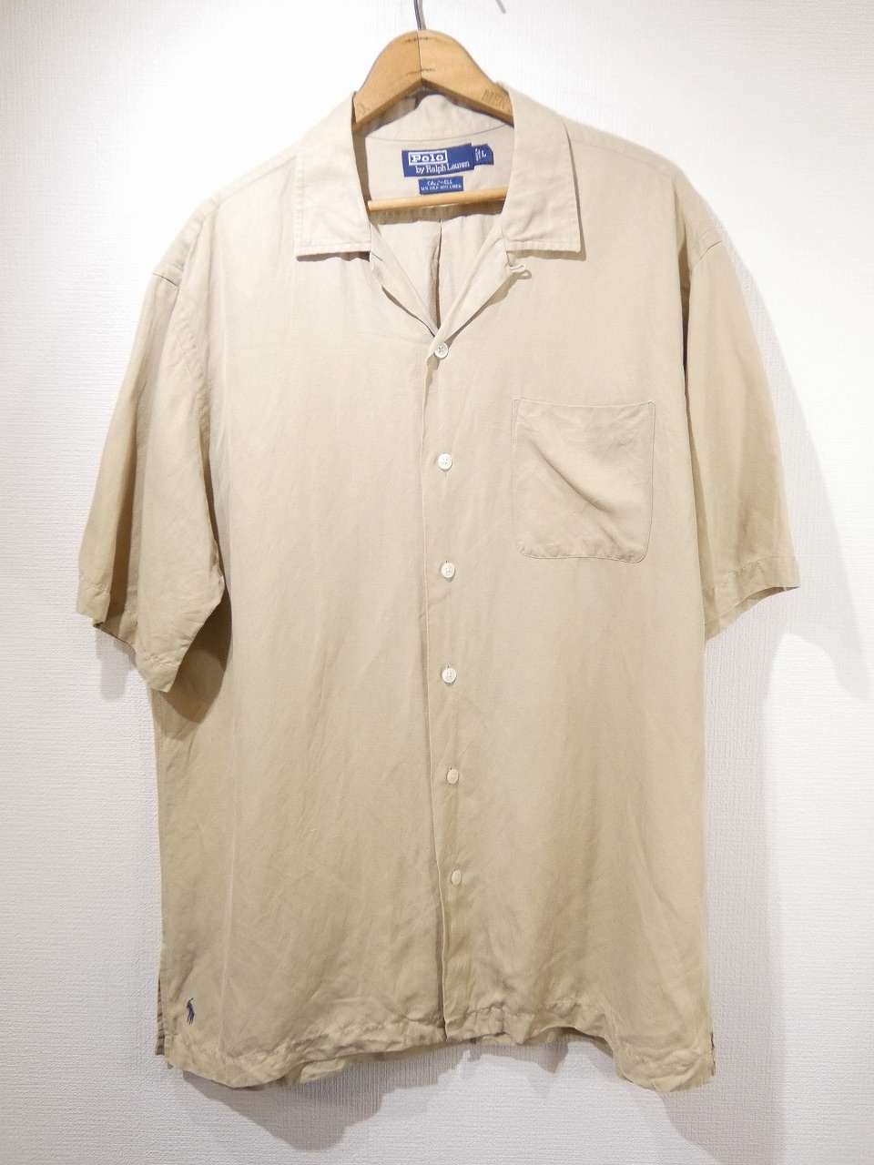 90s 00s Polo Ralph Lauren CALDWELL BIG POLO LINEN SILK OPEN COLLAR