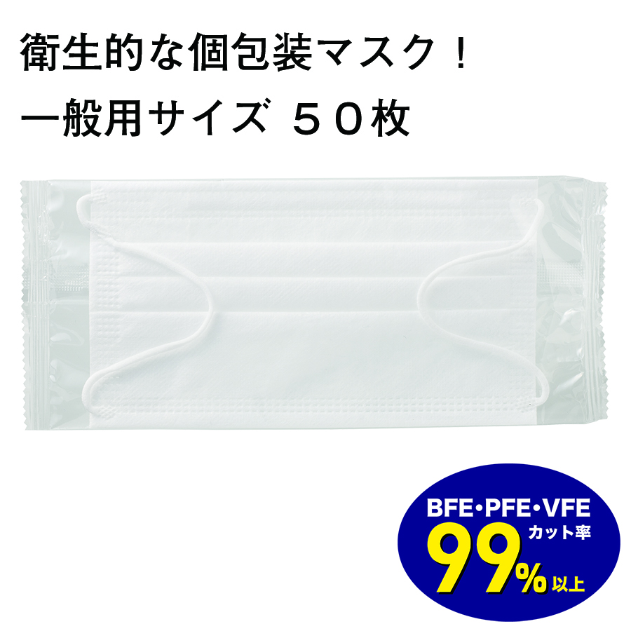 不織布マスク（個包装50枚入り）｜衛生グッズ｜在庫対応ノベルティ