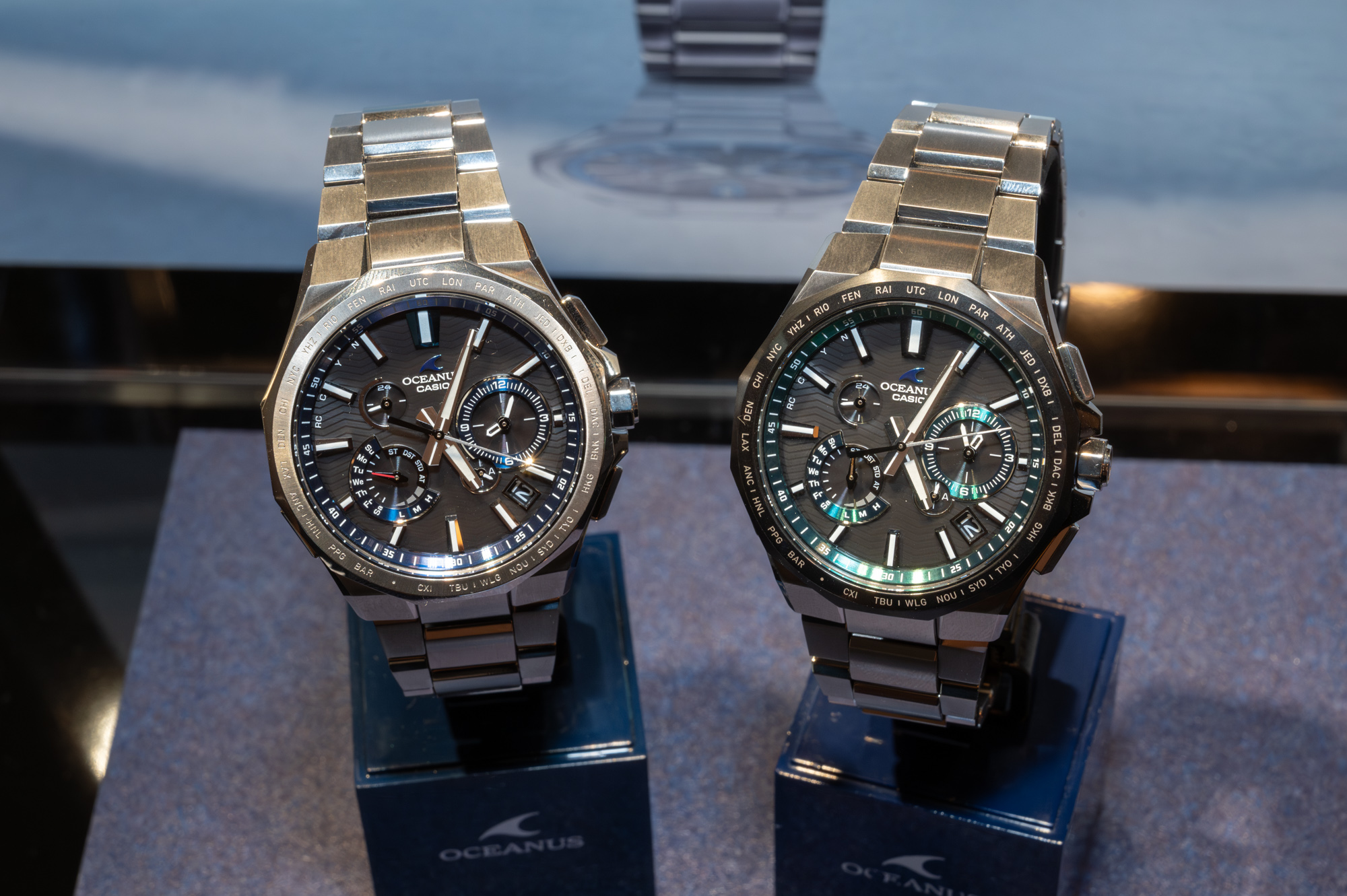 カシオ・オシアナス、12面カットベゼルのスポーティ・クロノグラフ