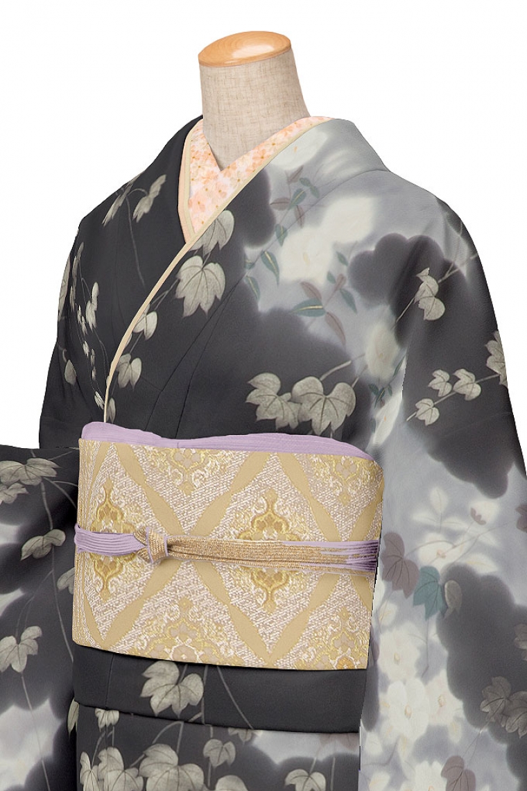 訪問着レンタル 訪問着Sサイズ 京友禅 濡描：山田全 花苑 濃グレー