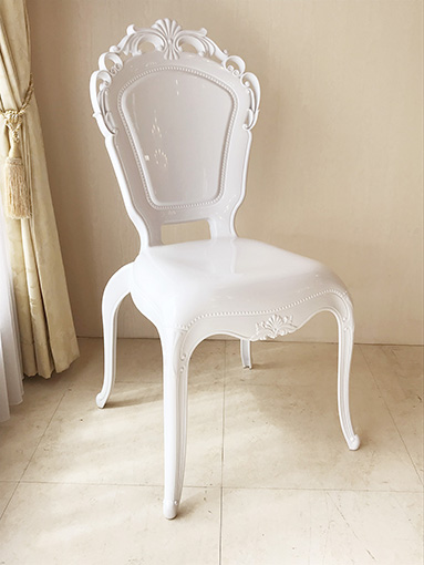 ヨーロッパ家具 ダイニングチェア ロココ調 ホワイト色｜チェア（椅子