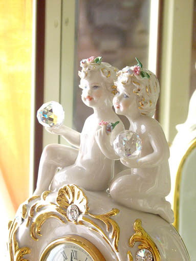 置き時計 ロココスタイル クリスタルエンジェル｜置物（ヨーロッパ雑貨