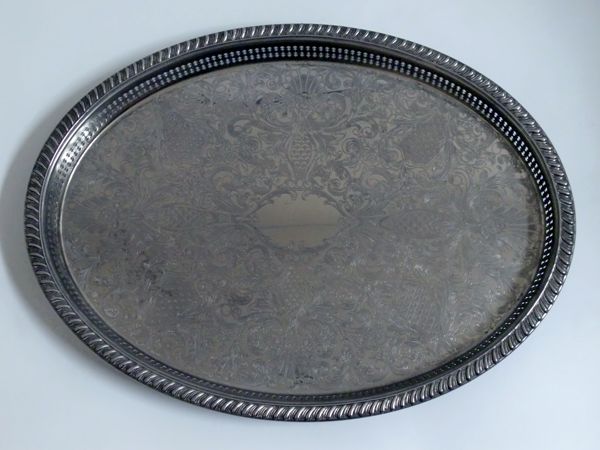 POOLE】サルヴァ / ギャラリートレー【シルバープレート】31cm POOLE