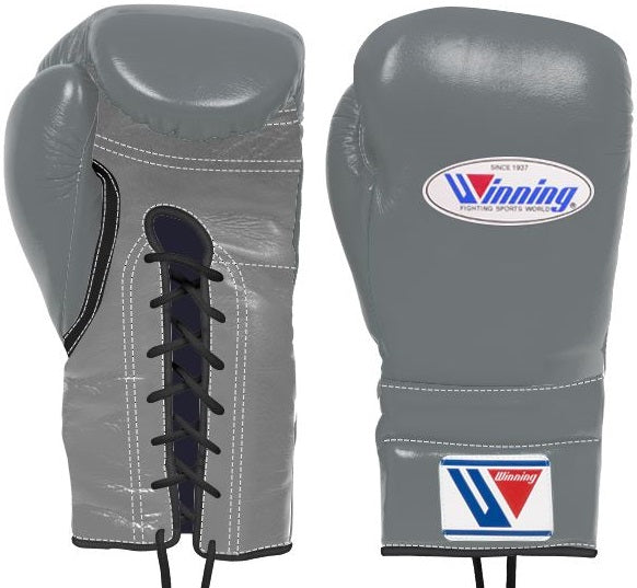 Winning Lace-up Boxing Gloves - Gray · Black – WJapan Boxing