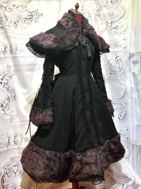 ファーケープ付き袖編みあげバッスルコート | MARBLE | ロリータ