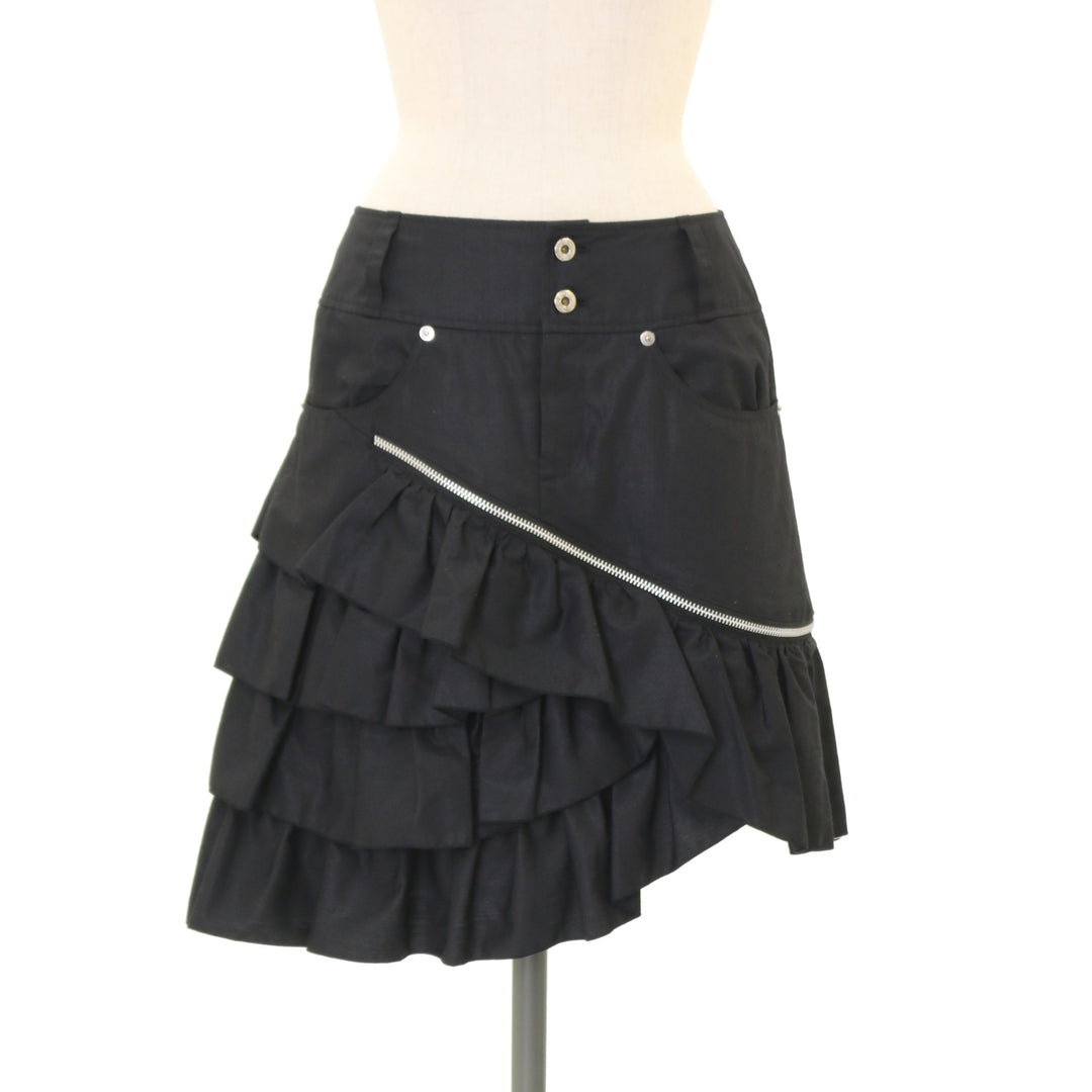 USED】【PEACE NOW/Mサイズ】ジップ×フリルデザインスカート | BLACK