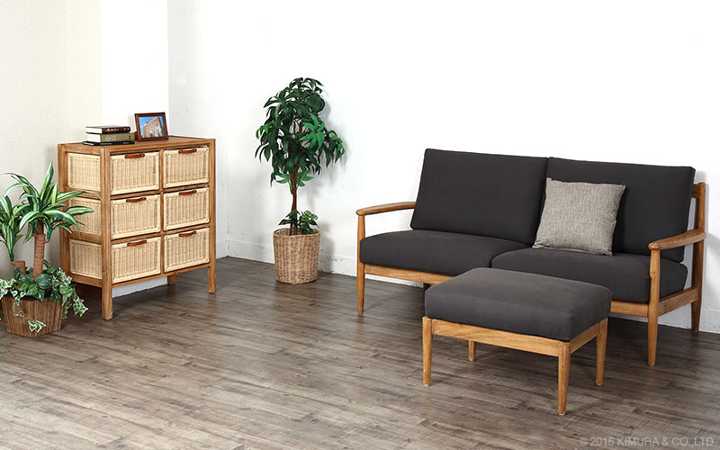 籐・ラタンの3段チェスト