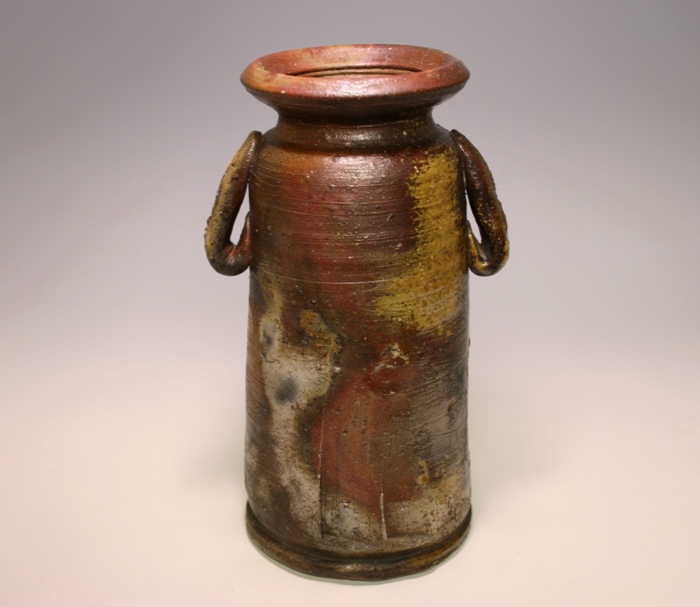 金重陶陽 備前花器 花入 見事な景色の逸品！7734 金重陶陽 備前花器 花