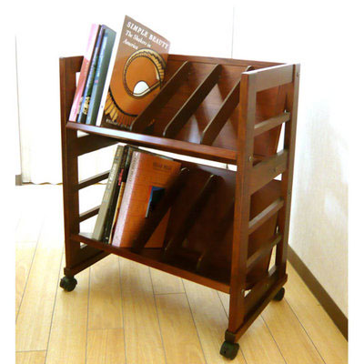 ブックワゴン [大型書籍の収納,傾斜つきの上下棚,キャスター付き,自由
