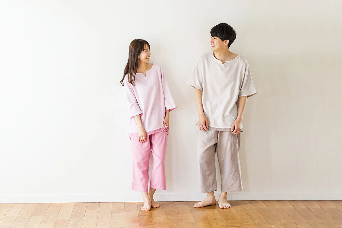 和晒（わさらし） 2枚重ねガーゼパジャマ メンズ: パジャマ｜東洋羽毛