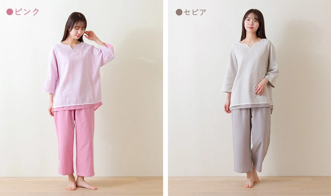 和晒（わさらし） 2枚重ねガーゼパジャマ レディース: パジャマ｜東洋