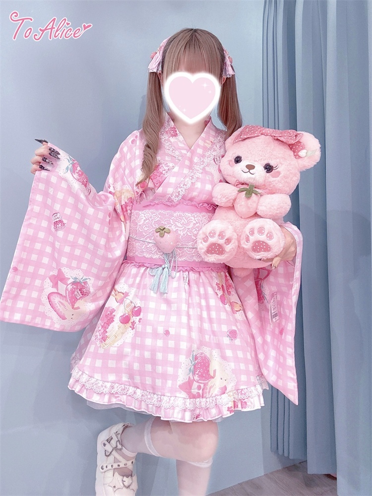 ToAlice】C2167いちごギンガムチェック浴衣セット - To Alice