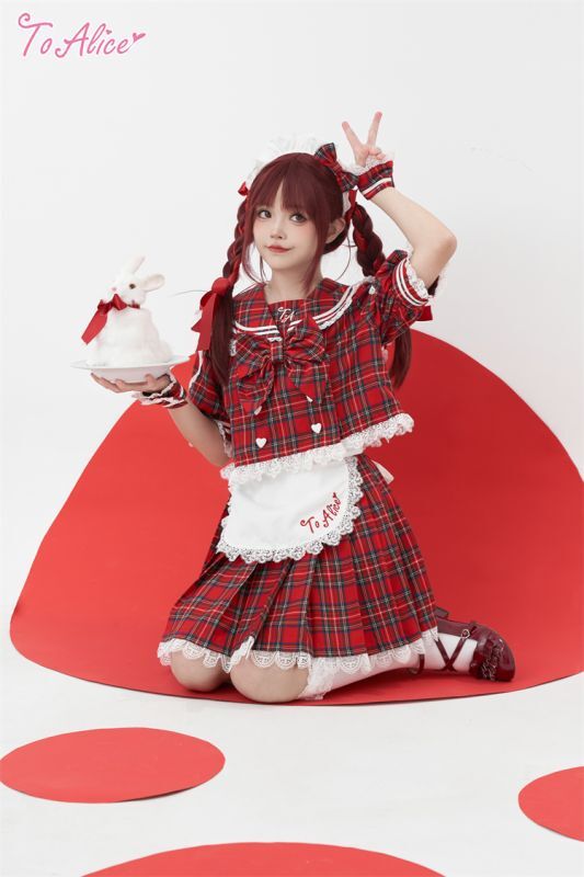 ToAlice】S3008【DC】フリルチェックリボンカチューシャ【50％OFF