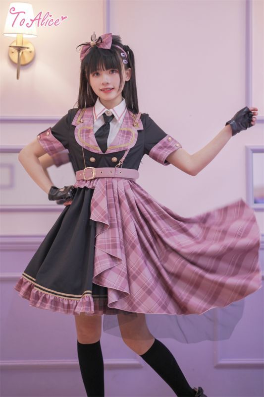 ToAlice】L774タータンチェック切り替えロックワンピース - To Alice