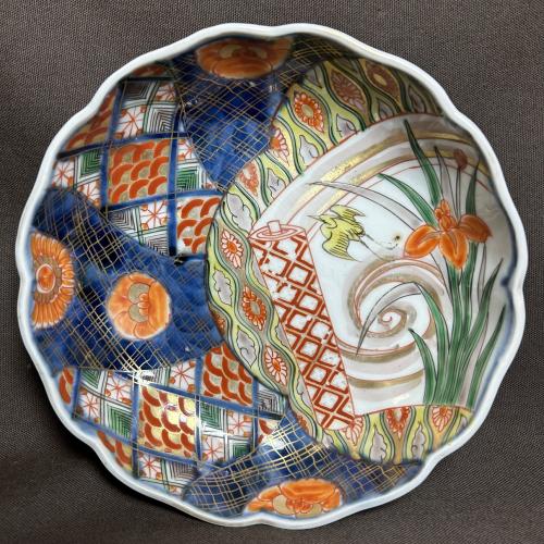 菖蒲に鳥図赤絵染付なます皿 /560│埼玉県熊谷市のの骨董品専門店