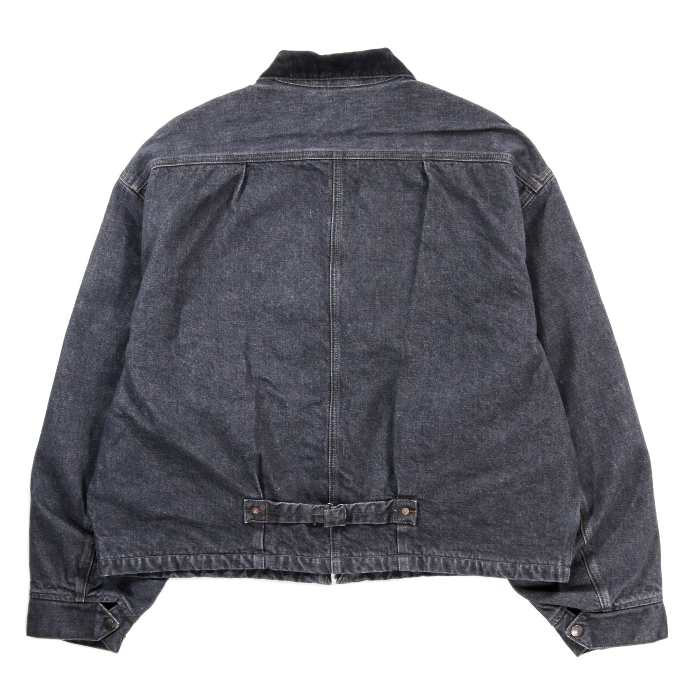 KAPITAL 14OZ DENIM T-BACK DRIZZLER JACKET BLACK X ECRU | TODAY