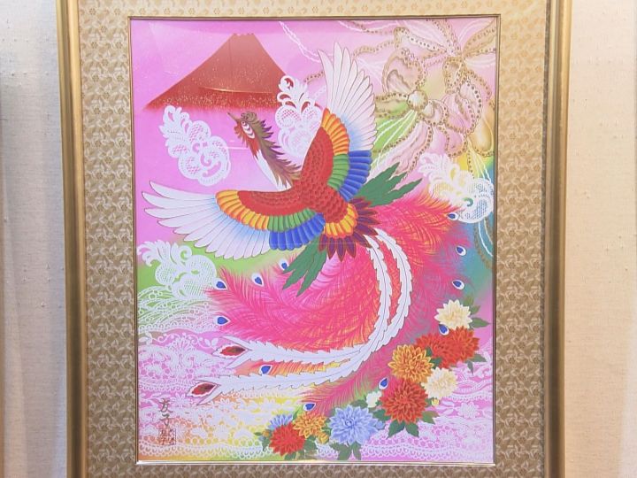 あいはら友子 開運絵画 富士に鳳凰（ピンク・桜） 10号 肉筆 【公式通販】