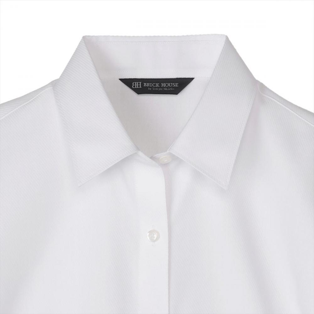 透け防止】 レギュラー 長袖 形態安定 レディースシャツ(XS ホワイト