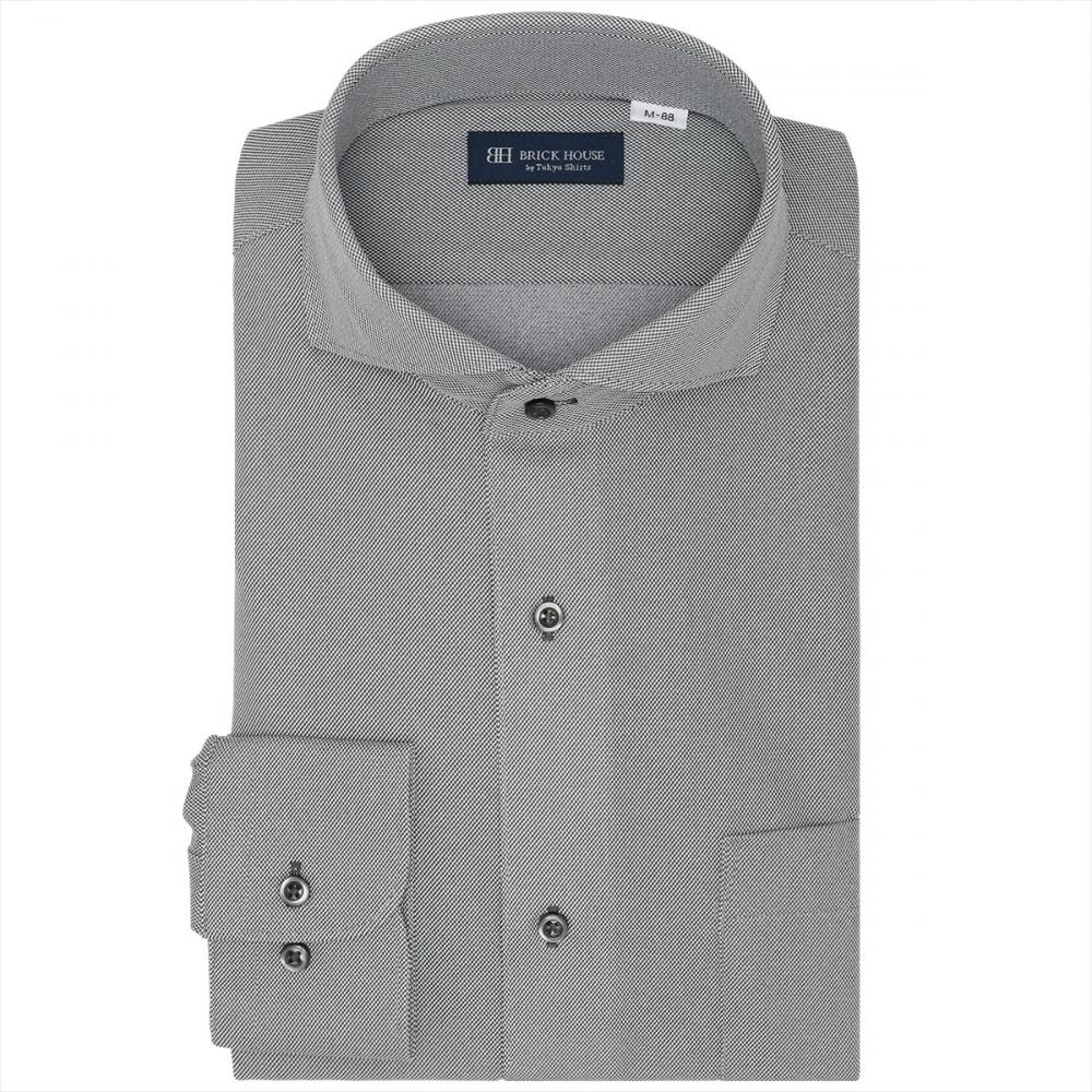 ホリゾンタルワイド 長袖 形態安定 ニットシャツ ストレッチ 大きい