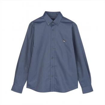 カジュアルシャツ フレンチブルドッグ刺繍 オックスフォードシャツ