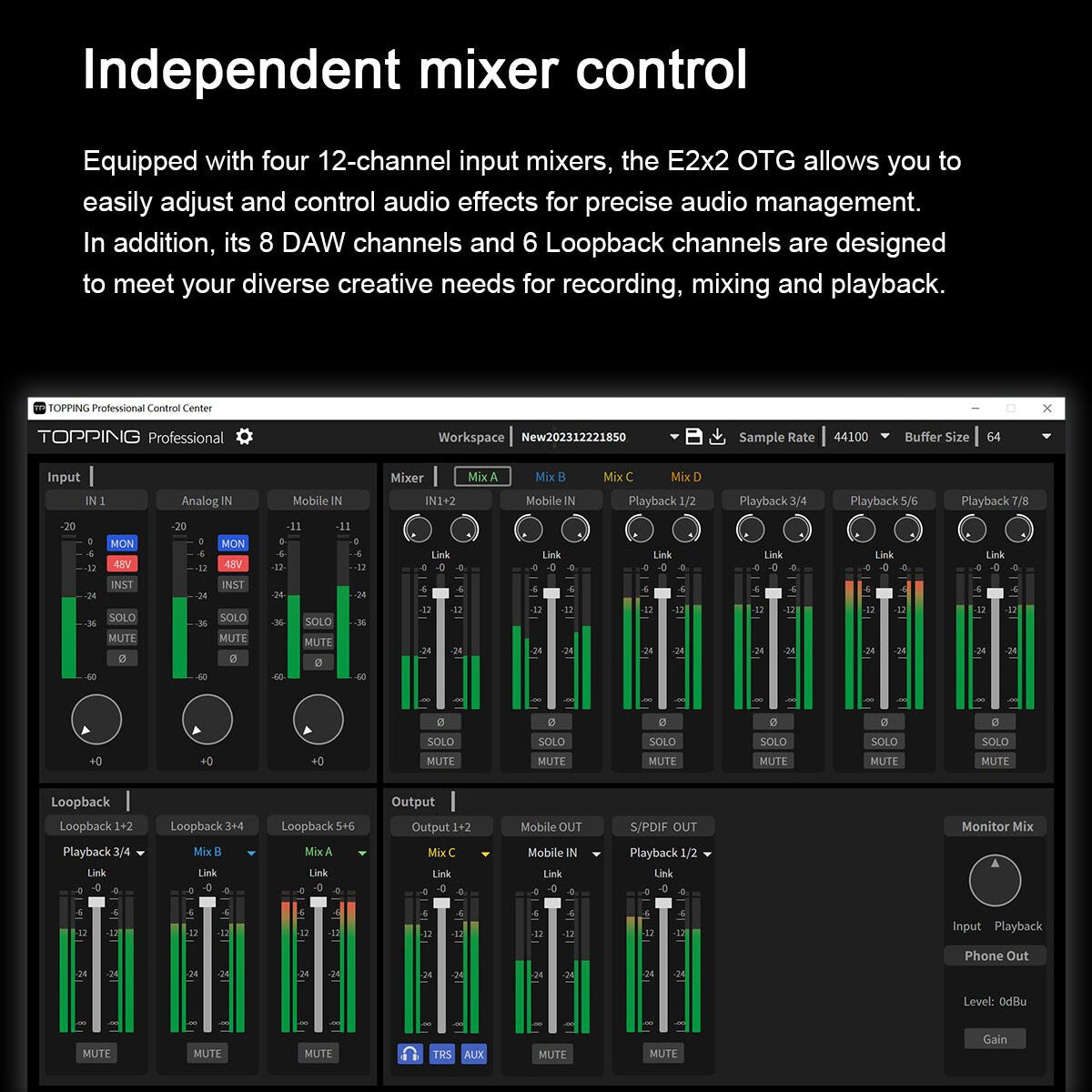 TOPPING E2X2 OTG USB Audio Interface